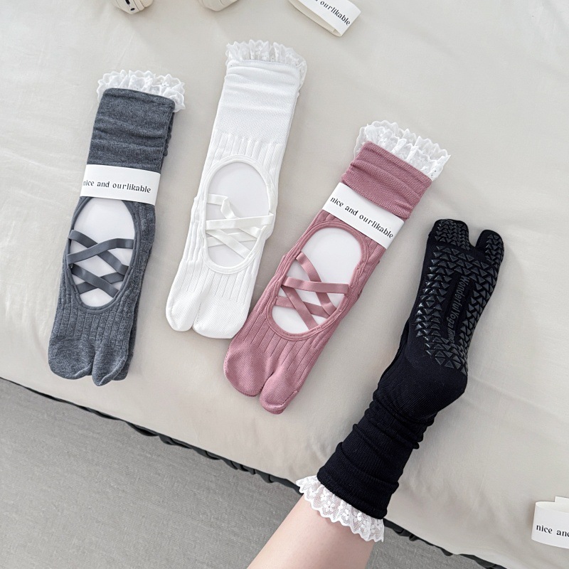 Lace Trim Split Toe Yoga Socks - Pilates & Yoga With Harna review and price