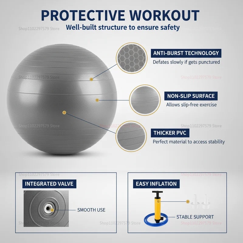 Anti-Burst Yoga Ball with Pump - Pilates Yoga Shoes review and price