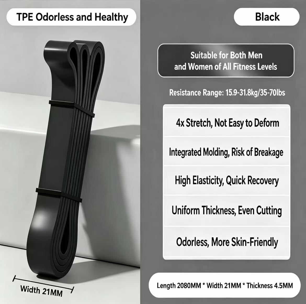 TPE Resistance Bands 6 Levels  - Pilates Yoga Difference review and price
